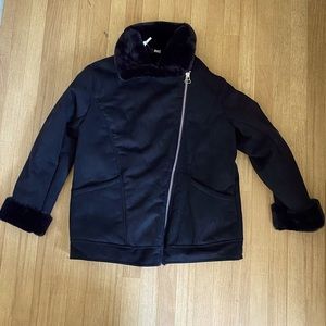 Black Faux Suede and Fur Winter Jacket Coat Size M